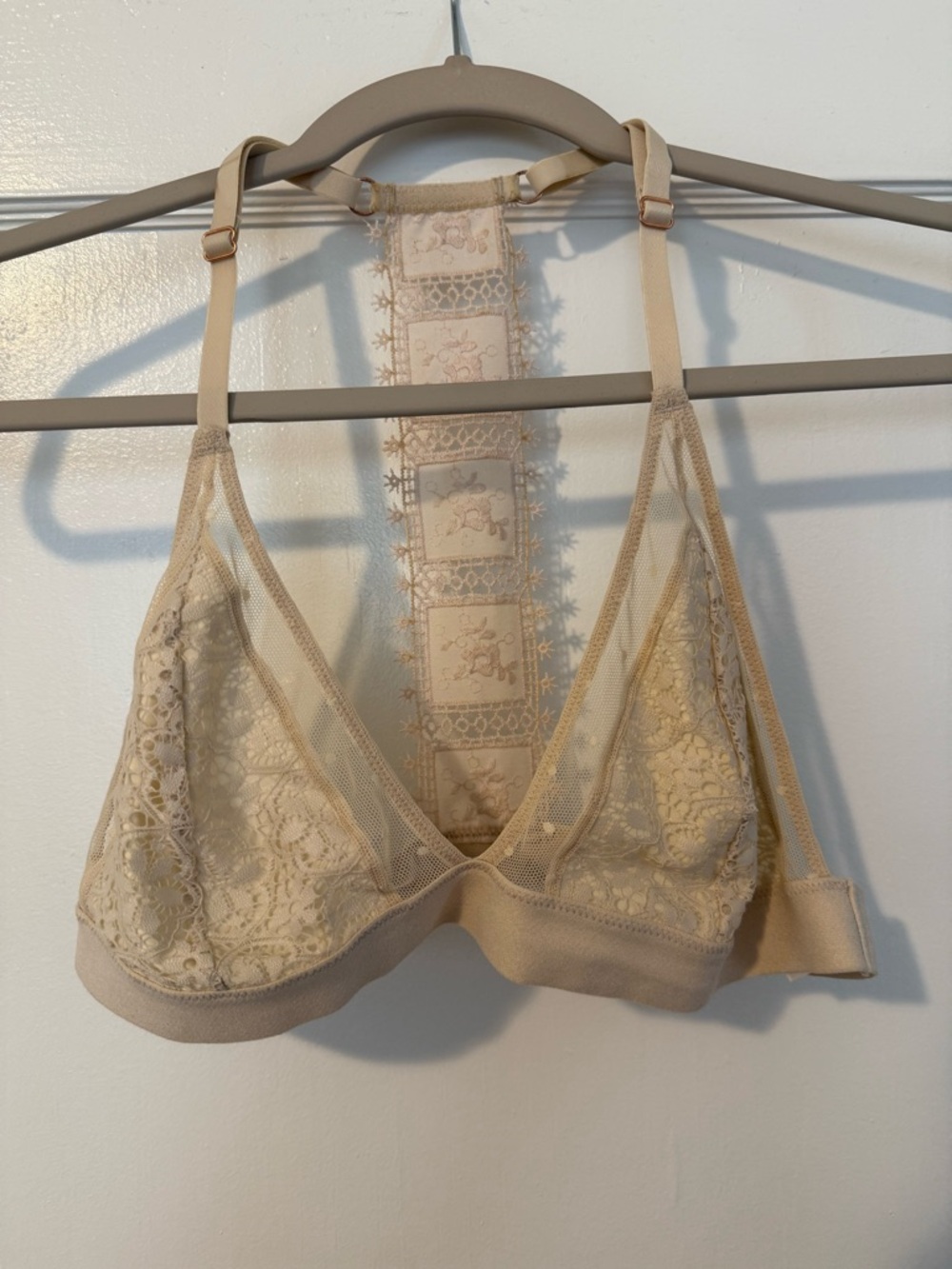 Women's Lace Bralette in Beige - Soft Support